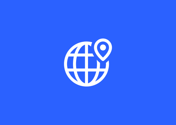 Icon of a globe with a pin for branding and localization in Japan.