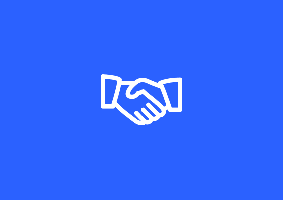 Handshake icon for distributor matching service in Japan.